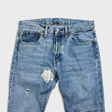 Levi's 501 T Jeans Mens 31x32 Blue Taper Fit Distressed Light Wash Denim Pants