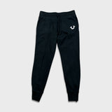 True Religion Sweatpants Mens Small Black Fleece Taper Leg Joggers