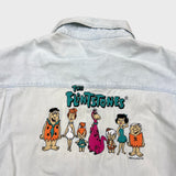 Vintage 1994 Flintstones Denim Shirt Mens XL Blue Light Wash Cartoon Button Up