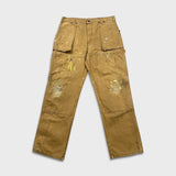 Dickies Pants Mens 34x30 Beige Double Knee Distress Carpenter Fade Canvas Workwear