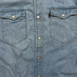 Levi's Denim Shirt Mens Small Blue Light Wash Casual Western Pearl Snap