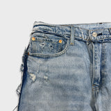 Levi's 512 Jeans Men 34x28 Blue Slim Frayed Leg Light Wash Distressed Denim Pants