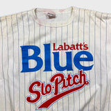 Vintage 1990 Labatt's Blue Beer Sweatshirt Mens Large White Slo-Pitch Baseball Crewneck