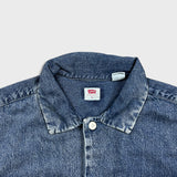Levi's Denim Shirt Mens Medium Blue Dark Wash Casual Western Jean Button Up