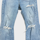 Levi's 70s Style High Flare Jeans Womens Size 26 Blue Light Wash Distressed Denim Pants