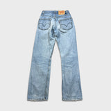 Levi's 505 Jean Mens 28x30 Blue Regular Straight Leg Light Wash Distressed Denim Pants