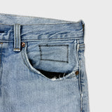 Levi’s 501 ST Jeans Mens 30x30 Blue Straight Taper Light Wash Distressed Denim Pants
