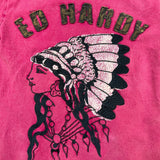 Vintage Y2K Ed Hardy Christian Audigier Hoodie Womens Medium Pink Native Full Zip