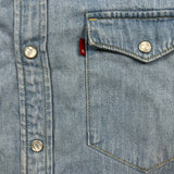 Levi's Denim Shirt Mens Small Blue Light Wash Casual Western Pearl Snap
