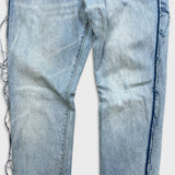 Levi's 512 Jeans Men 34x28 Blue Slim Frayed Leg Light Wash Distressed Denim Pants
