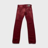 Diesel Jeans Mens 31x34 Red Thavar Regular Slim Skinny Paint Faded Denim Pants