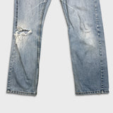 Levi's 505 Jean Mens 28x30 Blue Regular Straight Leg Light Wash Distressed Denim Pants
