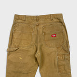 Dickies Pants Mens 34x30 Beige Double Knee Distress Carpenter Fade Canvas Workwear