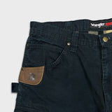 Vintage Wrangler Riggs Pants Mens 36x32 Black Ripstop Carpenter Double Knee Cargo