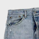 Levi’s 501 ST Jeans Mens 30x30 Blue Straight Taper Light Wash Distressed Denim Pants