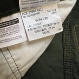 Levi's 502 Pants Mens 34x30 Green Corduroy Tapered Stretch Regular Fit Mid Rise