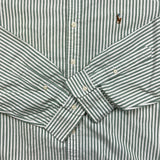 Vintage 90s Polo Ralph Lauren Shirt Mens XL White Green Striped Preppy Button Up