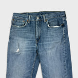 Levi's 514 Jeans Mens 34x30 Blue Slim Straight Fit Medium Wash Distressed Denim Pants