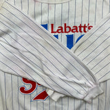 Vintage 1990 Labatt's Blue Beer Sweatshirt Mens Large White Slo-Pitch Baseball Crewneck