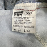 Vintage Levi's 550 Jeans Mens 34x34 Blue Relaxed Fit Tapered Leg 90s Light Wash Denim Pants