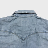 Levi's Denim Shirt Mens Small Blue Light Wash Casual Western Pearl Snap