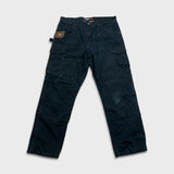 Vintage Wrangler Riggs Pants Mens 36x32 Black Ripstop Carpenter Double Knee Cargo