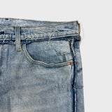 Levi's 512 Jeans Men 34x28 Blue Slim Frayed Leg Light Wash Distressed Denim Pants