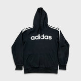 Adidas Hoodie Mens Small Black Stripe Spell Out Pullover Hooded Sweatshirt