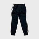 Adidas Sweatpants Mens Medium Black 3 Stripes Spell Out Taper Leg Fleece Jogger