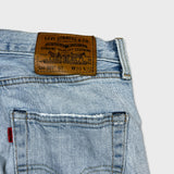 Levi’s 501 ST Jeans Mens 30x30 Blue Straight Taper Light Wash Distressed Denim Pants