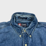 Chaps Ralph Lauren Denim Shirt Mens Large Blue Medium Wash Western Button Up