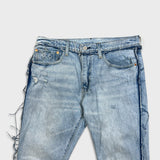 Levi's 512 Jeans Men 34x28 Blue Slim Frayed Leg Light Wash Distressed Denim Pants