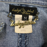 Vintage Y2K Baby Phat Jean Jacket Womens Medium Blue USA Button Up Crop Denim