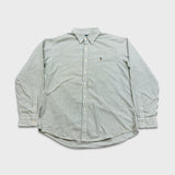Vintage 90s Polo Ralph Lauren Shirt Mens XL White Green Striped Preppy Button Up