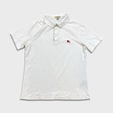 Burberry Brit Polo Shirt Mens Medium White Nova Check Tartan Cotton Preppy