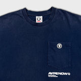 AAPE By A Bathing Ape Mens XL Blue One Point Spell Out Graphic Pocket T Shirt