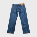 Levi's 505 Jeans Mens 34x30 Blue Regular Fit Straight Leg Distressed Medium Wash Denim Pants
