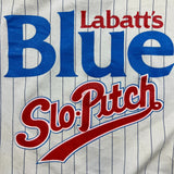 Vintage 1990 Labatt's Blue Beer Sweatshirt Mens Large White Slo-Pitch Baseball Crewneck