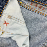 Levi's 505 Jeans Mens 34x30 Blue Regular Fit Straight Leg Distressed Medium Wash Denim Pants