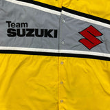 Vintage 90s Team Suzuki Racing Shirt Mens XL Yellow Button Up Pit