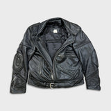 Vintage 80s Leather Ranch Motorcycle Jacket Mens Large Black Padded Biker Moto