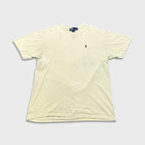 Vintage 90s Polo Ralph Lauren T Shirt Mens Large Beige Casual Pony V Neck Tee