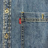 Levi's Denim Shirt Mens Large Blue Medium Wash Casual Western Jeans Button Up