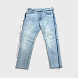 Levi's 512 Jeans Men 34x28 Blue Slim Frayed Leg Light Wash Distressed Denim Pants