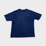 Vintage 90s Blank Pocket T Shirt Mens Large Blue Single Stitched Heavy Faded Tee