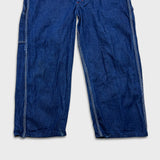 Dickies Overalls Mens 42x28 Blue Bib Medium Wash Hammer Loop Workwear Denim