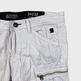 G-Star Raw Pants Mens 34x30 White Straight Fit Casual Utility Cargo Trousers