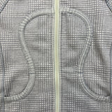 Lululemon Scuba Stretch Hoodie Womens Size 6 Gray Full Zip Dotted Hooded Sweater
