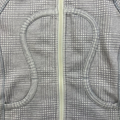 Lululemon Scuba Stretch Hoodie Womens Size 6 Gray Full Zip Dotted Hooded Sweater