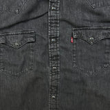 Levi's Denim Shirt Mens Large Black Dark Wash Casual Western Pearl Snap